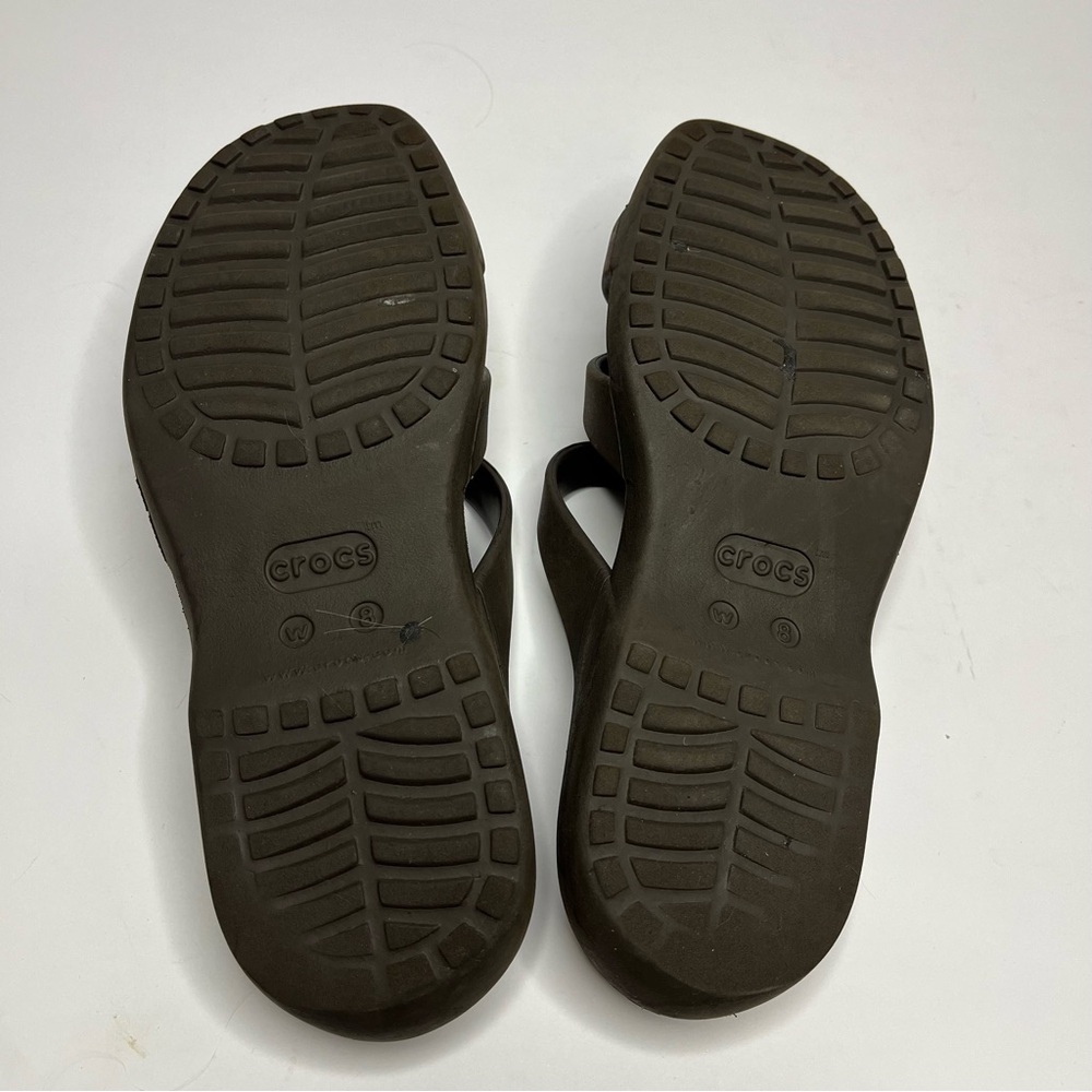 CROCS Meleen Twist Brown Strappy Comfort Slide Sandals Women's Size 8 - Picture 11 of 15